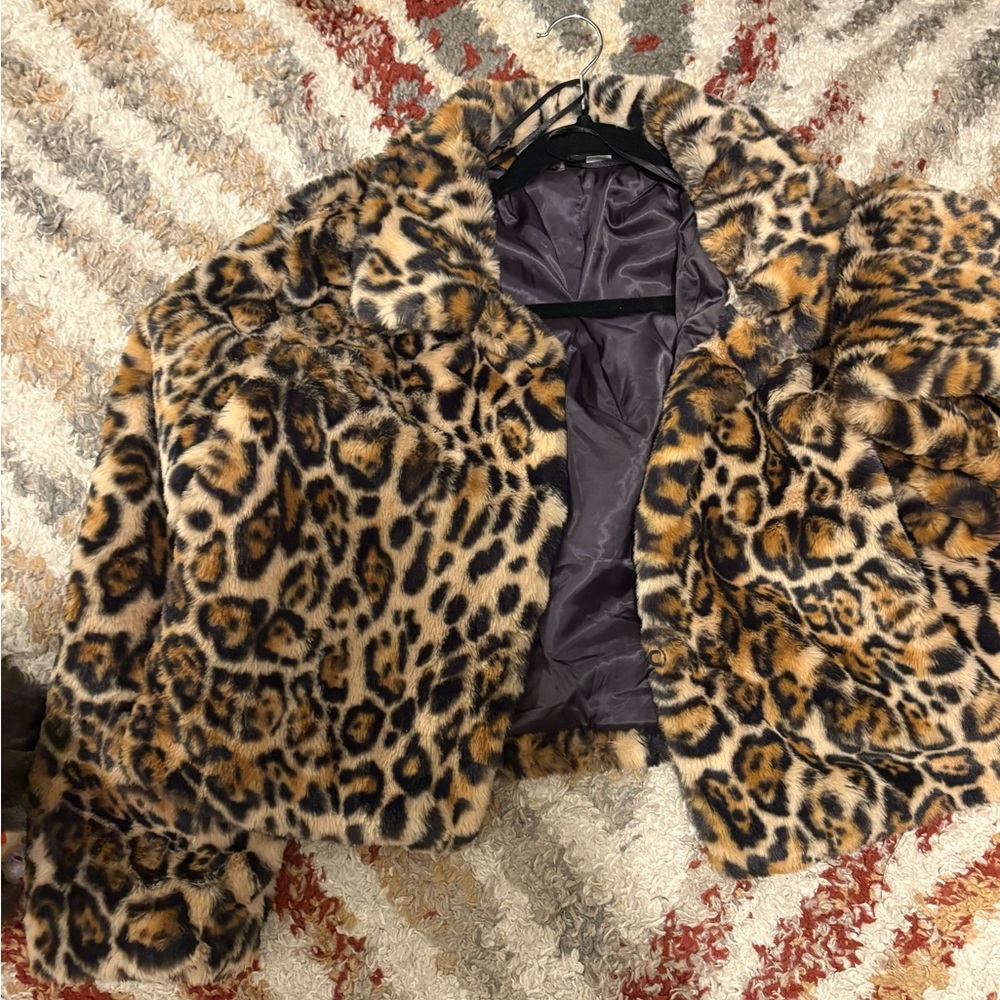 H&M Animal Print Teddy Jacket